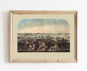Historic Poster of San Francisco ca 1850 Bird's Eye View California Hanhart | 11x17 12x18 16x24 24x36 Unframed Print Wall Art | Vintage Antique Rustic Gift | Home Office Decor