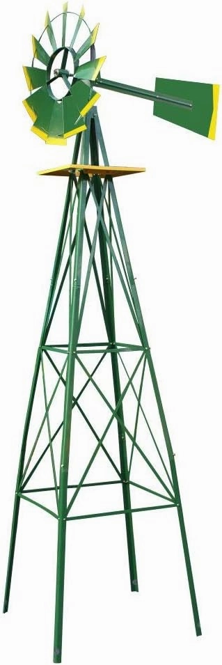 HomGarden 8' Ornametal Windmill Garden Yard Decoration Metal Wind Mill Weather Vane Weather Resistant for Home, Backyard, Patio