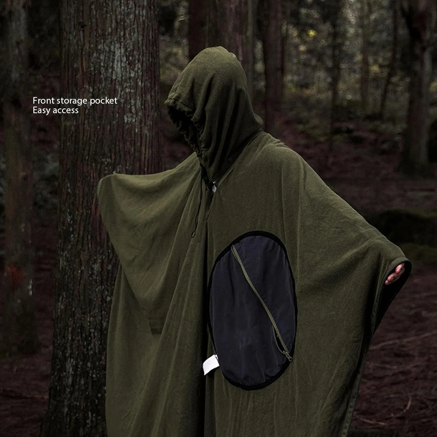 Hooded Wearable Blanket, Adult Size Portable Hooded Outdoor Blanket for Camping