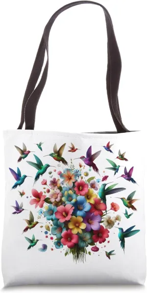 Hummingbirds and Vibrant Floral Cascade Perfect For Mothers Tote Bag