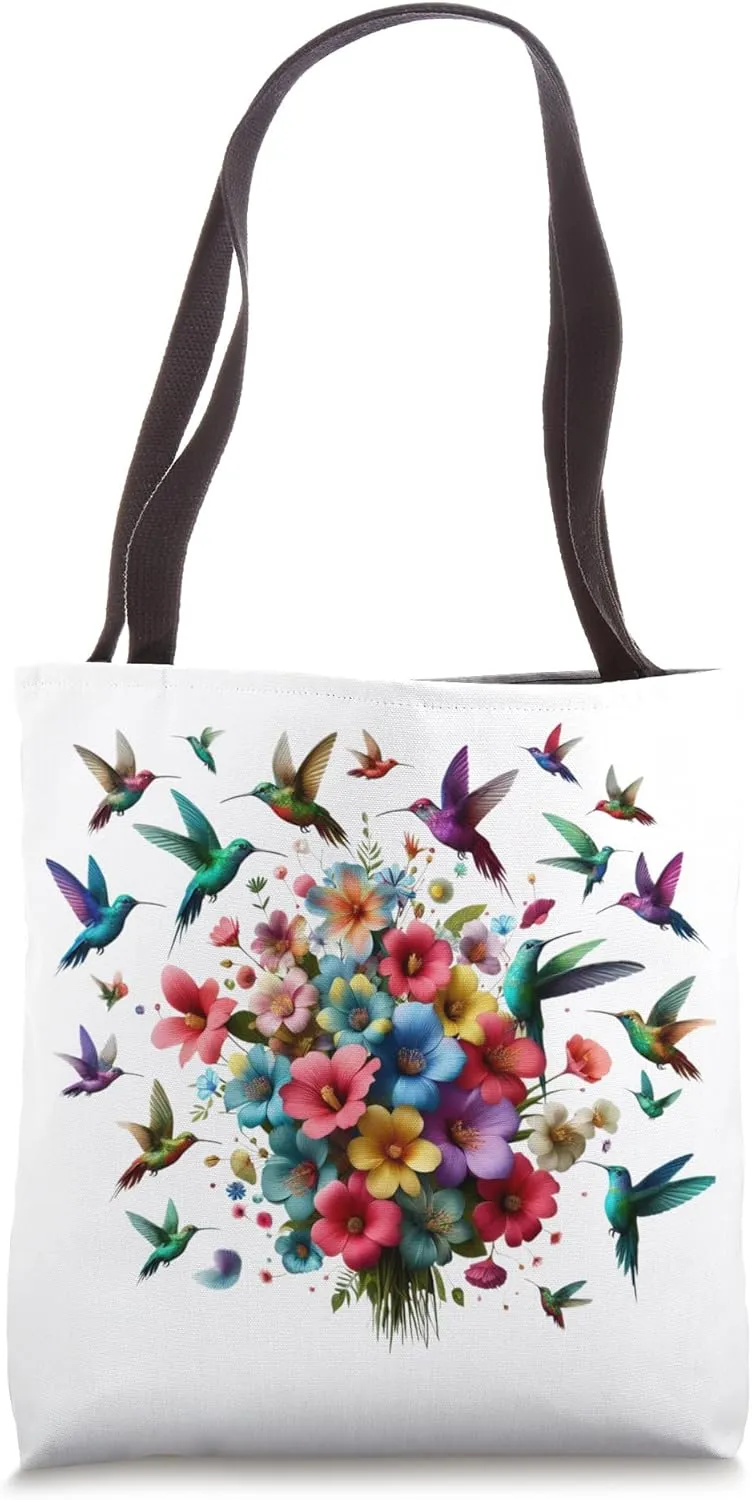 Hummingbirds and Vibrant Floral Cascade Perfect For Mothers Tote Bag