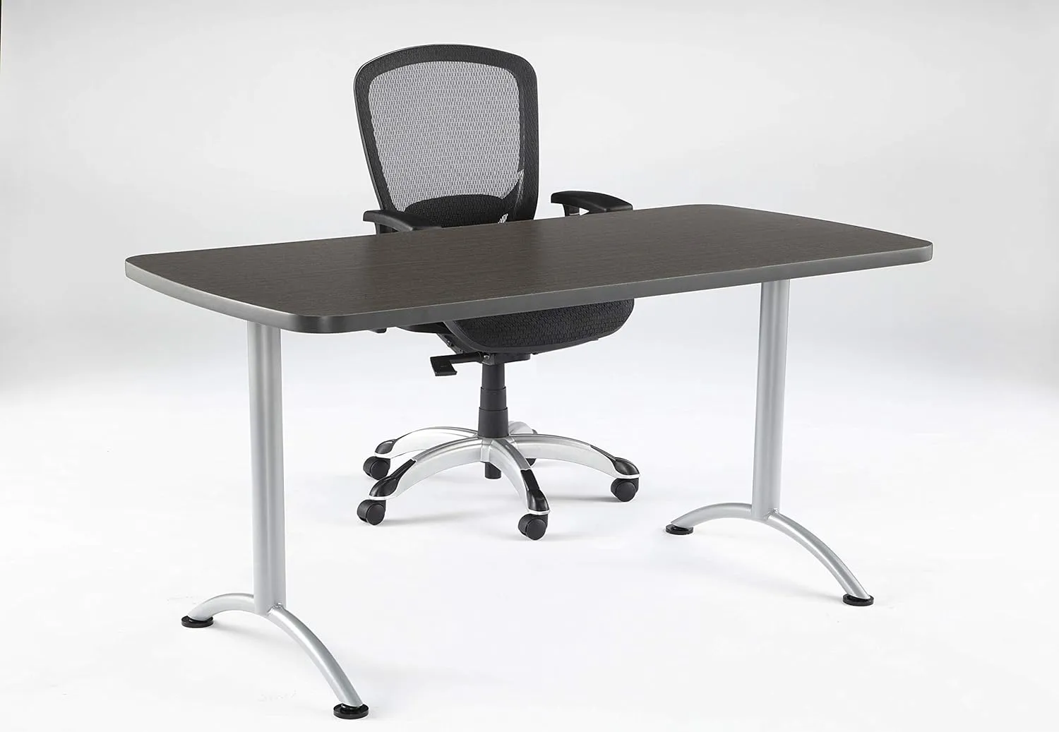 Iceberg ARC Table, Office Furniture, Gray Walnut with Silver Legs, 30” W x 60” L