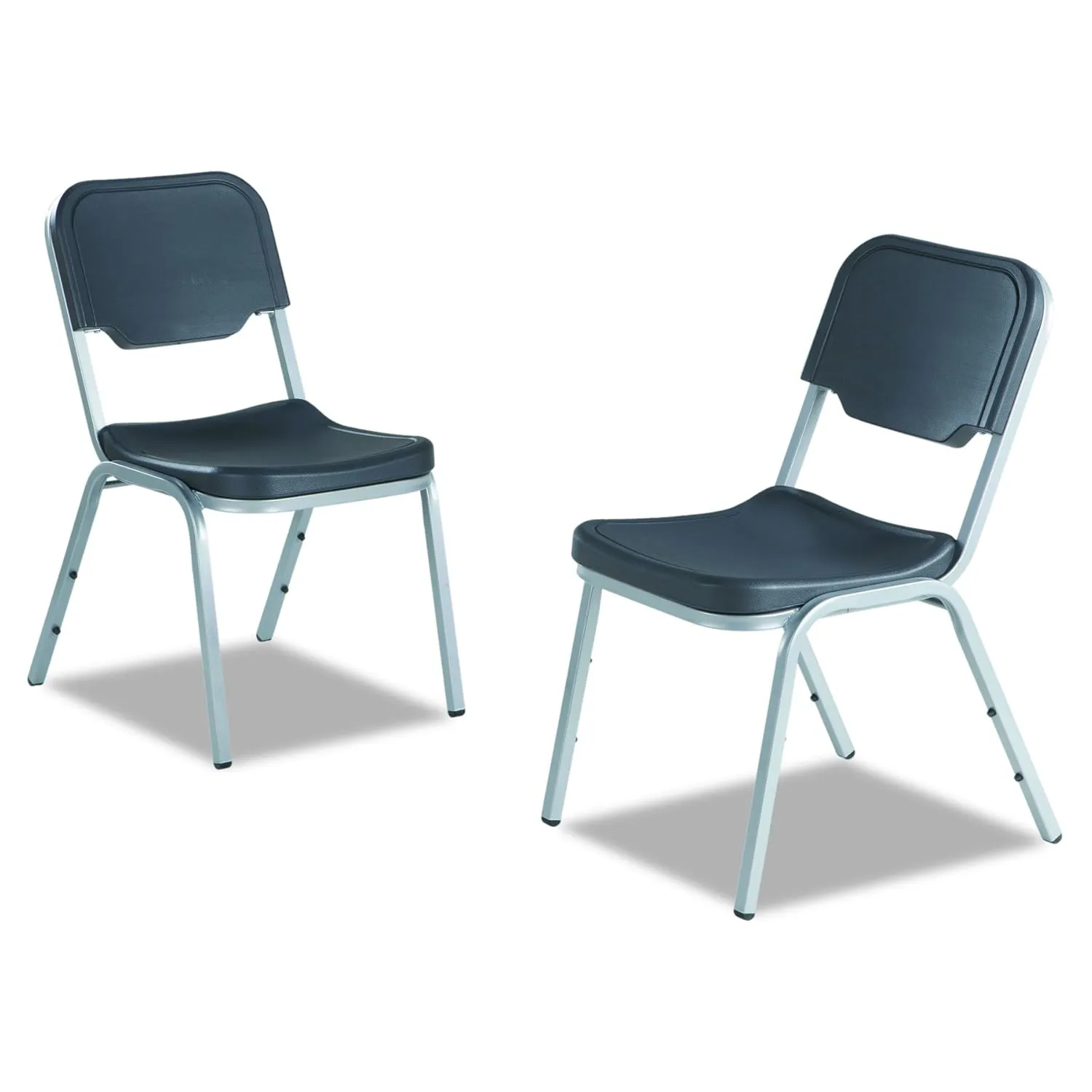 Iceberg Rough N Ready 4-Pack Stack Chair, Charcoal with Silver Frame