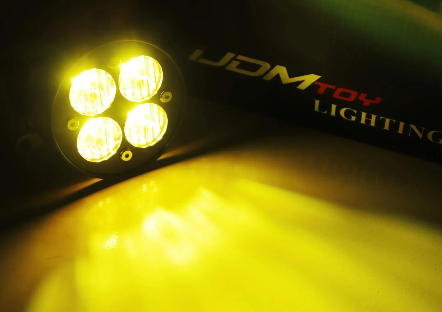 iJDMTOY Yellow Lens 24W High Power LED Wide Angle SAE Flood Beam Fog Light Kit w/Built-On Mounting Brackets Compatible With Subaru WRX STI XV Crosstrek Impreza BRZ Forester, etc