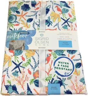 Indoor/Outdoor Circular Tablecloth (Starfish & Shells, Round 70")