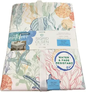 Indoor/Outdoor Tablecloth (Pastel Coral & Shells, 60 x 84 inches)