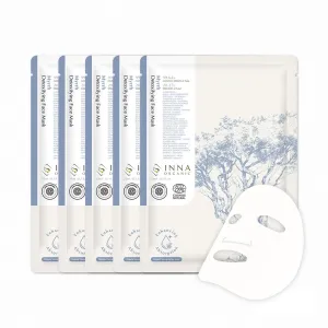 INNA ORGANIC Sheet Mask - Hydrating & Long Lasting Moisturizing, EWG & COSMOS Certified (Pack of 5) | Myrrh Essential Oils Infused Skin Care | Luxury Clean Beauty