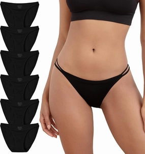 INNERSY String Bikini Panties for Women Sexy Silky Cheeky Underwear 6-Pack