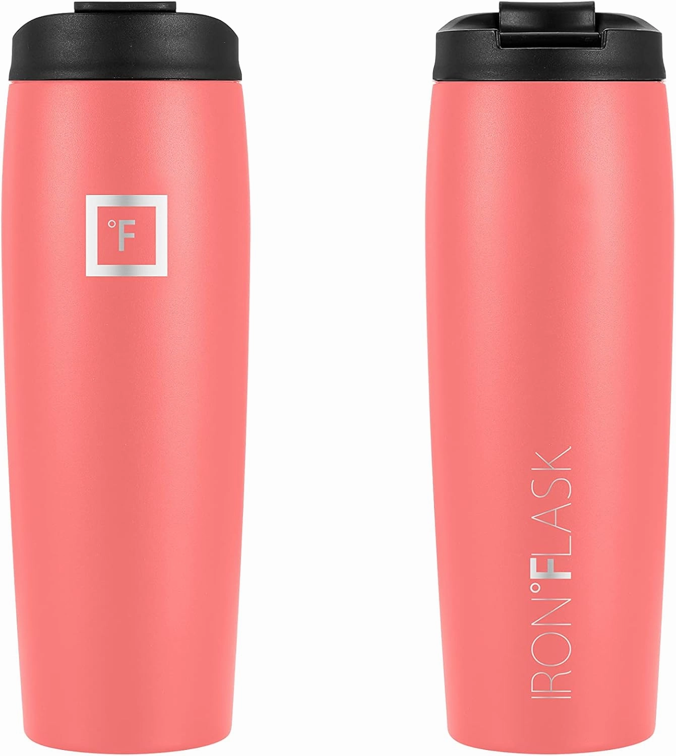 IRON °FLASK Nomad Tumbler - 2 Lids (Straw/Flip), Vacuum Insulated Stainless Steel Bottle, Double Walled, Drinking Cup, Thermos Coffee Travel Mug, Water - Peach, 24 Oz