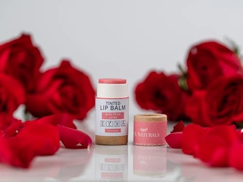 J&L Naturals Tinted Lip Balm | Vegan & Cruelty Free Lip Stain | Zero Waste Makeup | Plastic-Free, Hydrating & Moisturizing Lip Tint | Made in US (Bundle (5-Pack), Rose Petal Glow)