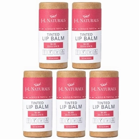 J&L Naturals Tinted Lip Balm | Vegan & Cruelty Free Lip Stain | Zero Waste Makeup | Plastic-Free, Hydrating & Moisturizing Lip Tint | Made in US (Bundle (5-Pack), Ruby Elegance)