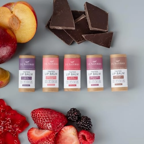 J&L Naturals Tinted Lip Balm | Vegan & Cruelty Free Lip Stain | Zero Waste Makeup | Plastic-Free, Hydrating & Moisturizing Lip Tint | Made in US (Bundle (5-Pack), Ruby Elegance)