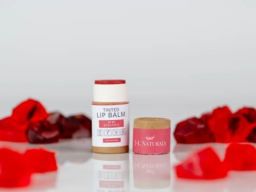 J&L Naturals Tinted Lip Balm | Vegan & Cruelty Free Lip Stain | Zero Waste Makeup | Plastic-Free, Hydrating & Moisturizing Lip Tint | Made in US (Bundle (5-Pack), Ruby Elegance)