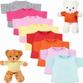 Jecery 8 Pcs Colorful Bear Clothes Tee Shirt Fit 14-18 Inches Bears Sublimation Stuffed Cute Tiny DIY Toy Make Your Own Plush Doll(Light)