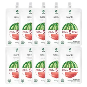 JELLY B Drinkable Konjac Jelly (10 Packs of 150ml) - Healthy and Natural Weight Loss Diet Supplement Foods, 0 Gram Sugar, Low Calorie, Only 5 kcal Each Packets, (Watermelon)