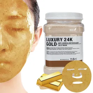 Jelly Mask Powder for Facials, 24K Gold Anti Aging Jelly Face Mask, Professional Peel Off Hydro Face Mask Powder for Fight Fine Lines, Dullness & Uneven Skin Tone, DIY SPA 23 FLOZ Mask Powder