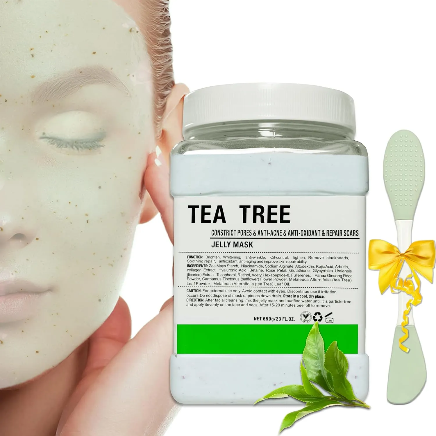 Jelly Mask Powder for Facials,Tea Tree Oil Control Jelly Masks,Peel Off Jelly Masks for Facials Professional for Fight Fine Lines, Uneven Skin Tone, DIY SPA 23 FL OZ Rubber Mask Powder