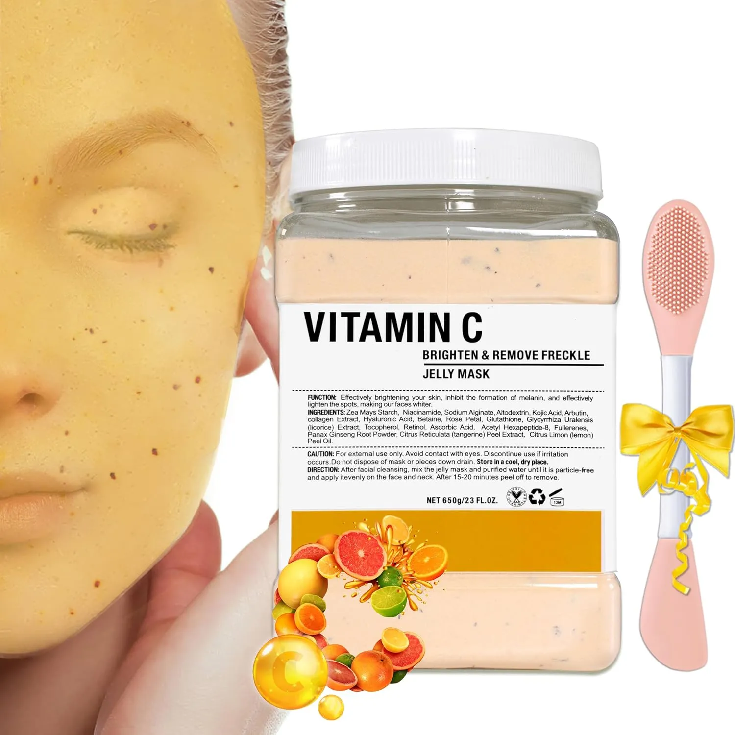 Jelly Mask Powder For Facials,Vitamins C Jelly Face Mask,Professional Peel Off Face Mask Powder For Fight Fine Lines Brightening&Nourishing to Your Skin,Rubber Mask,DIY Spa 23 Floz