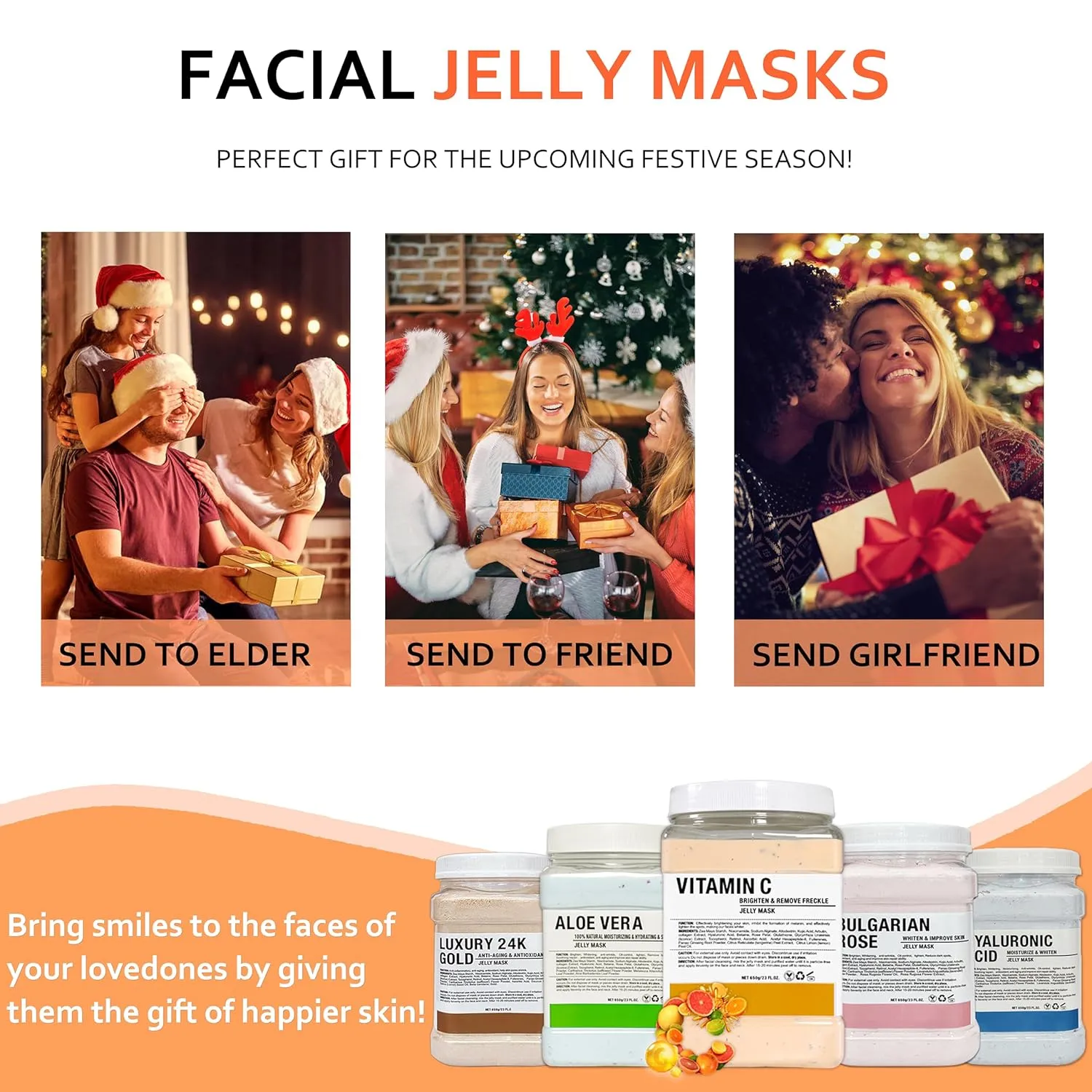 Jelly Mask Powder For Facials,Vitamins C Jelly Face Mask,Professional Peel Off Face Mask Powder For Fight Fine Lines Brightening&Nourishing to Your Skin,Rubber Mask,DIY Spa 23 Floz