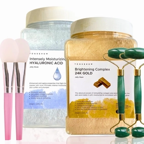 Jelly Face Mask for Facials - 24K Gold   Hyaluronic Acid (Pack of 2) - Hydrating Glowing & Nourishing - Free Jade Roller & Spatula - Professional Hydrojelly Masks -Perfect for Vajacial - 46 Oz Jar