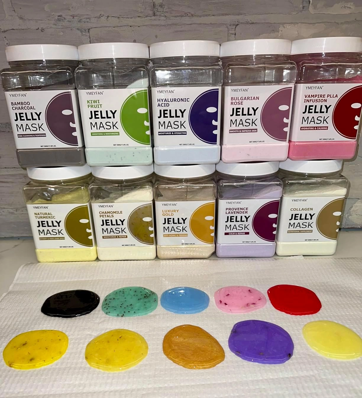 Jelly Mask for Facials, Jelly Mask Powder Bulk Wholesale for Esthetician Supplies Professional Beauty Salon Spa Facial Mask Vajacial, Face Masks Skincare Big Set (10 Jar, 500g/17.6oz)