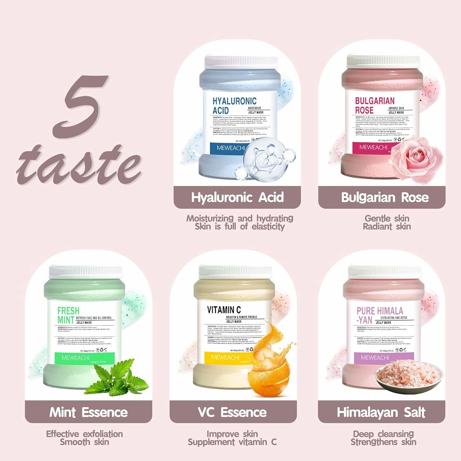 Jelly Mask For Facials Professional,Spa facial mask Rubber Mask, Moisturizing&Hydrating for Wrinkles&Acne,23 Fl Oz Jar Face Mask SkinCare,Natural Gel Face Masks Facial Mask (Rose)