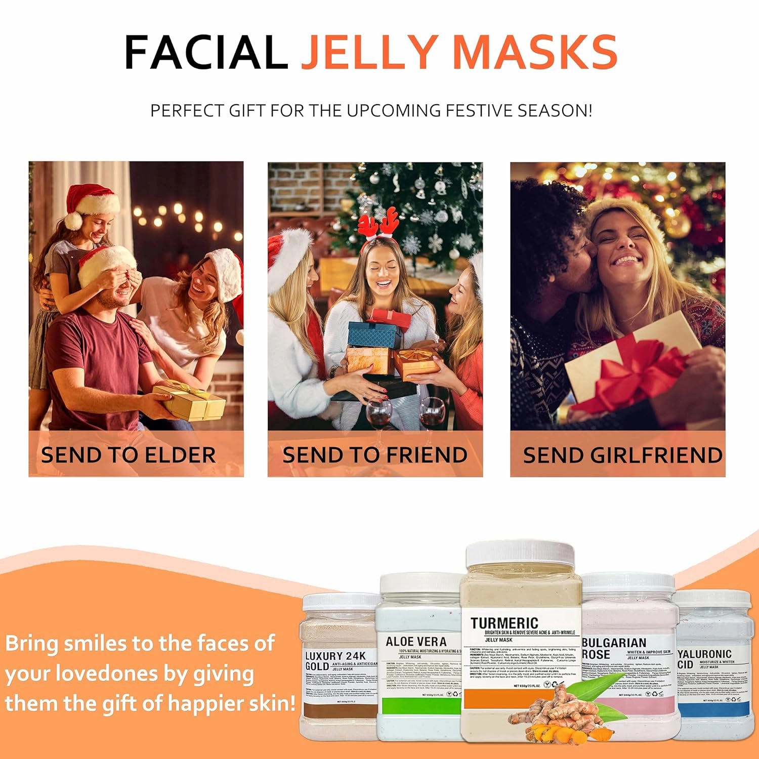 Jelly Mask Powder for Facials Care,Turmemic Jelly Face Mask,Professional Peel Off Rubber Mask, with Double-ended Silicone Brush,23 Fl Oz