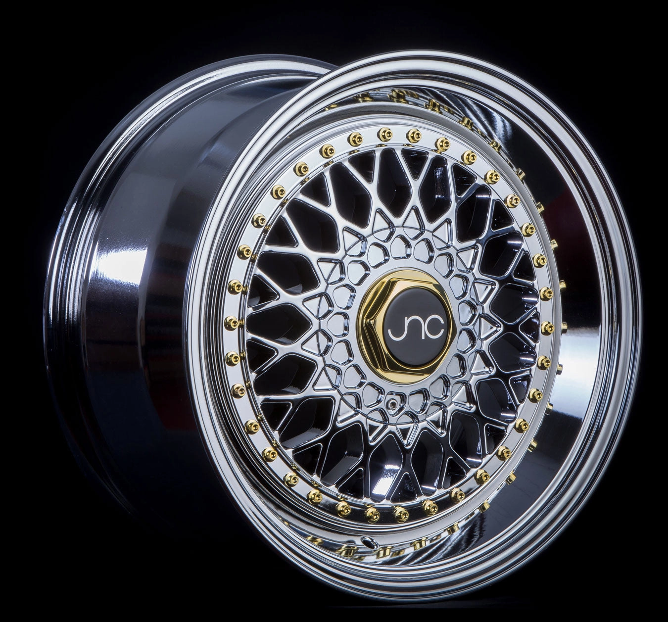 JNC 004 Hyper Black w/ Gold Rivets