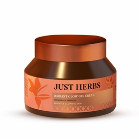 Just Herbs Radiant Glow Face Gel Cream | For Bright & Glowing Skin | 72H Moisture Lock & Hydro Boost Technology Oil-free Day Moisturiser | Mandarin, Saffron, Vitamin C, Niacinamide| All Skin Types