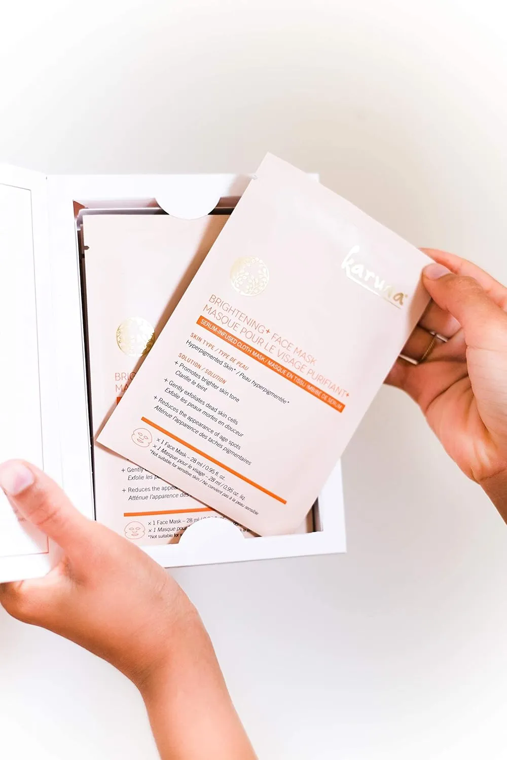 Karuna Skin - Brightening  Sheet Masks for Radiant Skin, Hydrating Face Mask Skin Care Essential, Face Mask with Grapefruit Seed & Rare Asian Plant Extracts Plus Salicylic Acid, 4 Sheets per Pack