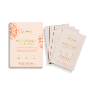 Karuna Skin - Brightening  Sheet Masks for Radiant Skin, Hydrating Face Mask Skin Care Essential, Face Mask with Grapefruit Seed & Rare Asian Plant Extracts Plus Salicylic Acid, 4 Sheets per Pack
