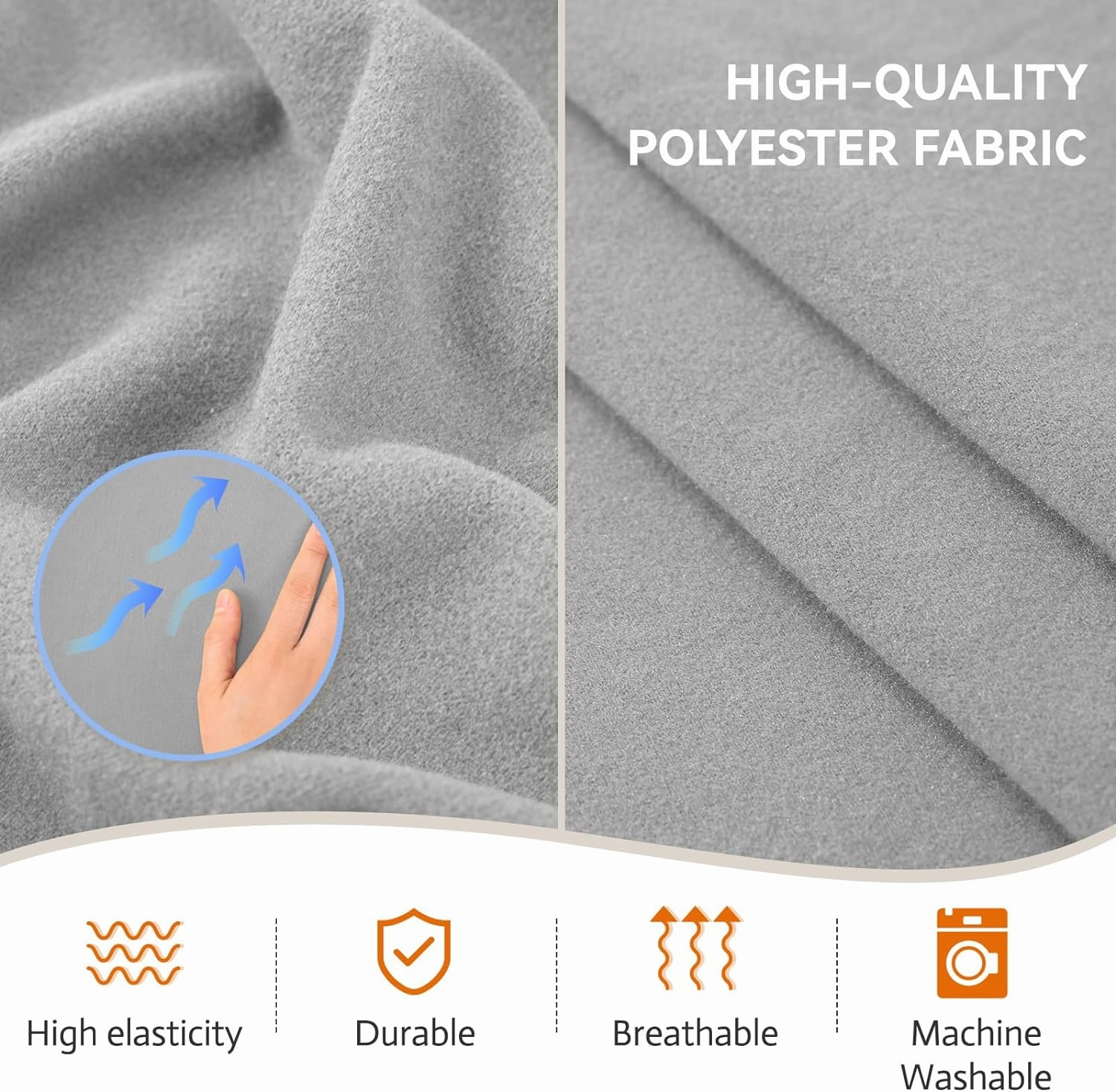 KEKUOU 4 Pieces Stretch Couch Covers for 3 Cushion Couch Sofa pet Friendly， Sofa Covers Washable Soft Elastic Dogs Furniture Protector(Sofa,Silver)