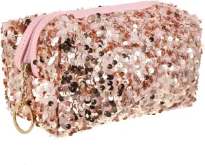 KESYOO Sequin Pouch 1pc Sequin Cosmetic Bag Cosmetic Storage Bag Inserts Glitter Pencil Pouch Lip Gloss Organizer Makeup Storage Bag Makeup Bag Toiletry Gold Rose Makeup Set Zipper Travel