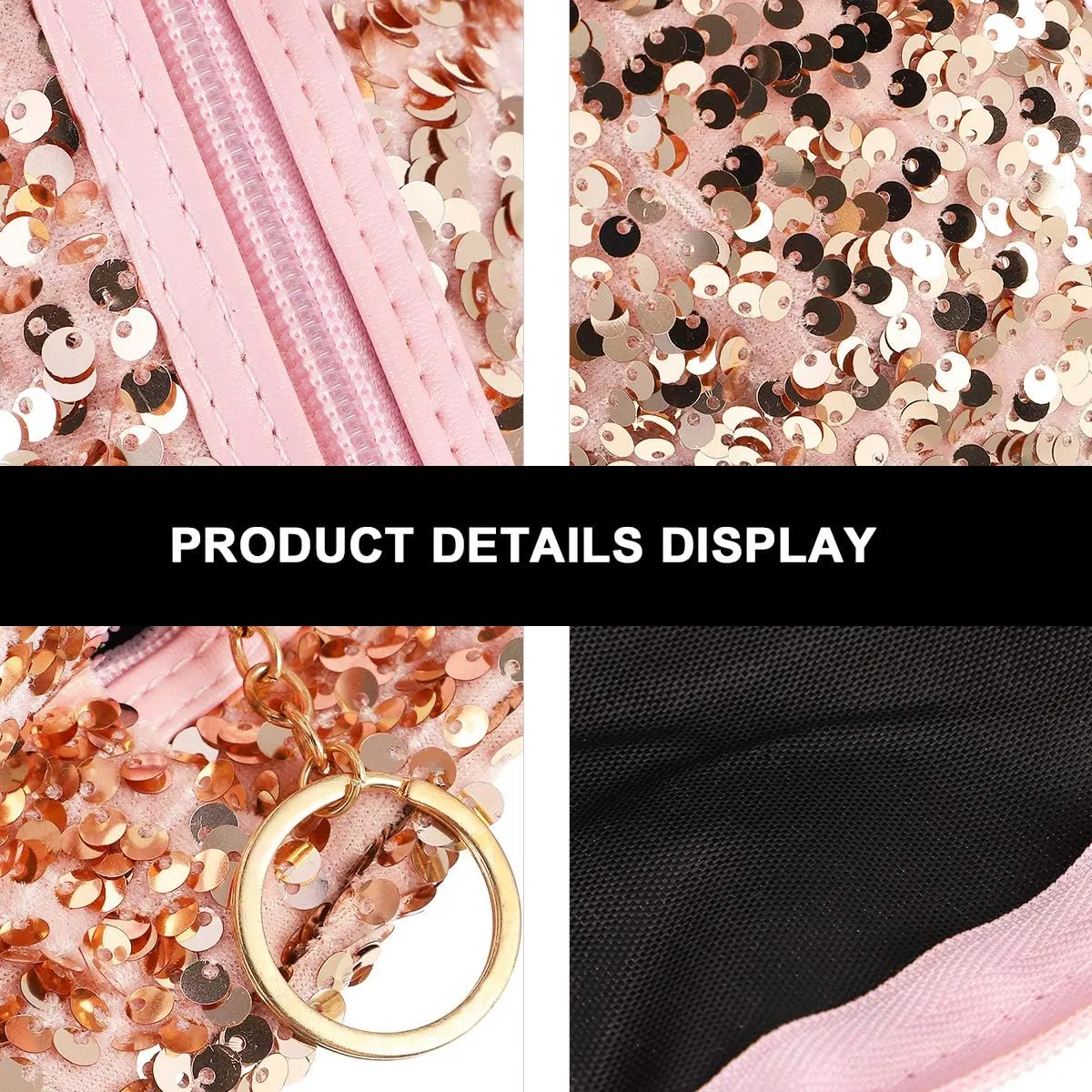 KESYOO Sequin Pouch 1pc Sequin Cosmetic Bag Cosmetic Storage Bag Inserts Glitter Pencil Pouch Lip Gloss Organizer Makeup Storage Bag Makeup Bag Toiletry Gold Rose Makeup Set Zipper Travel