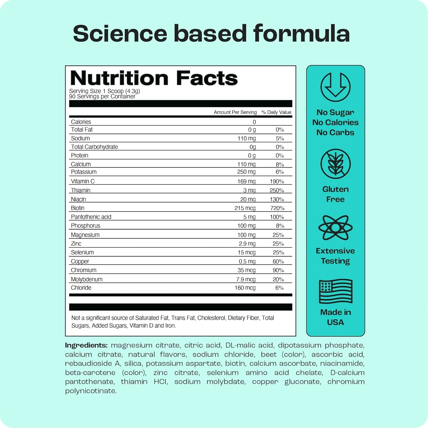 KEY NUTRIENTS Multivitamin Electrolytes Powder No Sugar - Tropical Peach Mango Electrolyte Powder - Endurance & Energy Supplement - Hydration Powder - No Calories - 90 Servings - Made in USA
