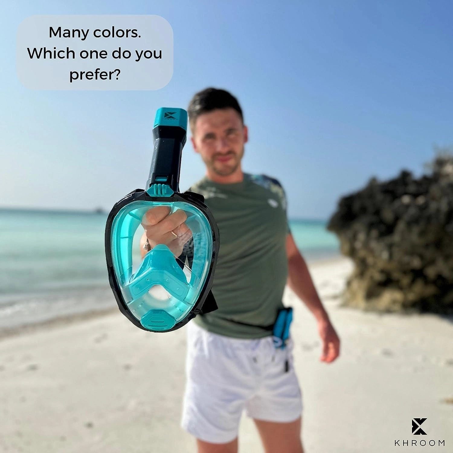 Khroom Full Face Snorkel Mask for Adults | Unique CO2 Safe Valve System | 3X Larger Snorkel for Easy Breathing | Premium Snorkel Gear for Adults | Scuba Mask for Adults