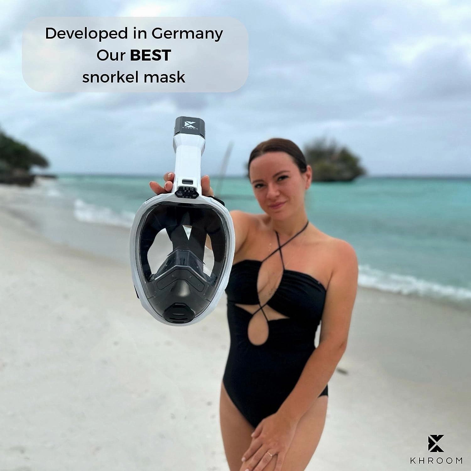 Khroom Full Face Snorkel Mask for Adults | Unique CO2 Safe Valve System | 3X Larger Snorkel for Easy Breathing | Premium Snorkel Gear for Adults | Scuba Mask for Adults