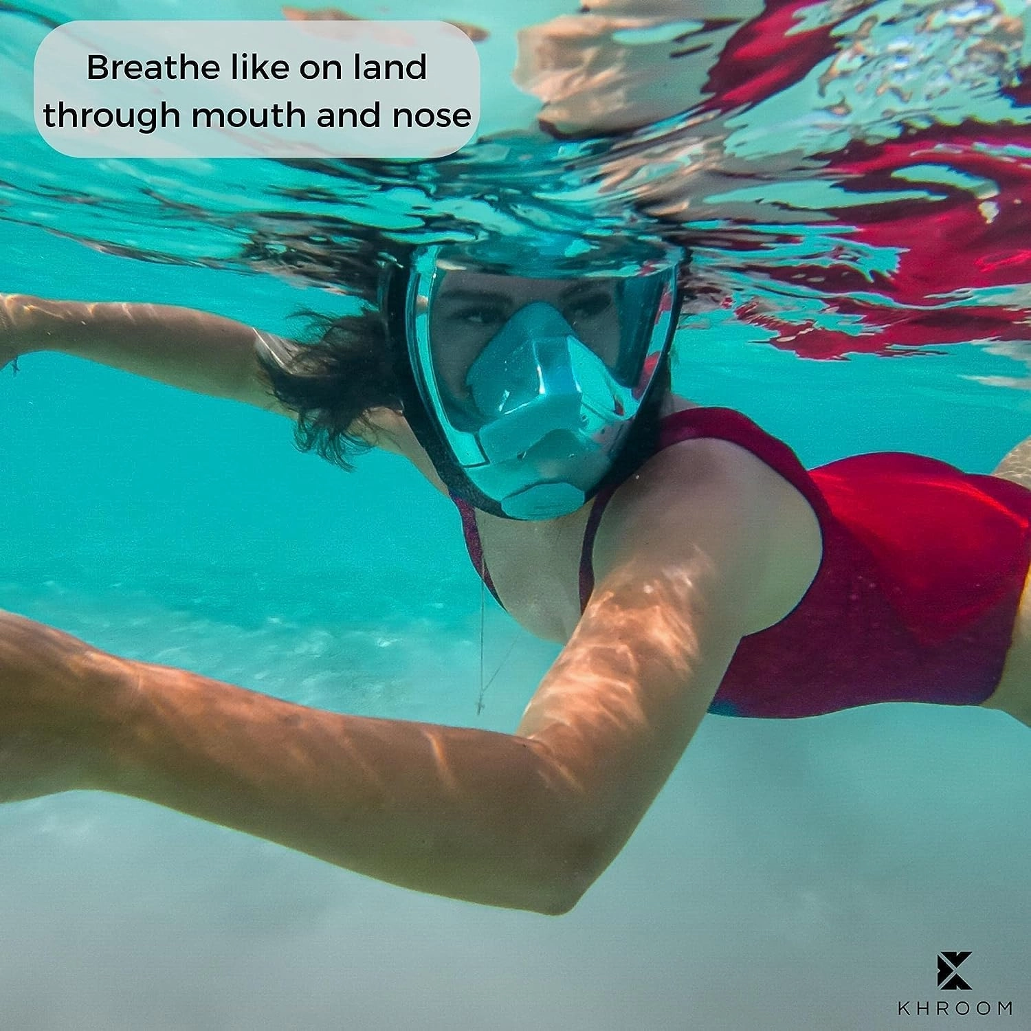 Khroom Full Face Snorkel Mask for Adults | Unique CO2 Safe Valve System | 3X Larger Snorkel for Easy Breathing | Premium Snorkel Gear for Adults | Scuba Mask for Adults