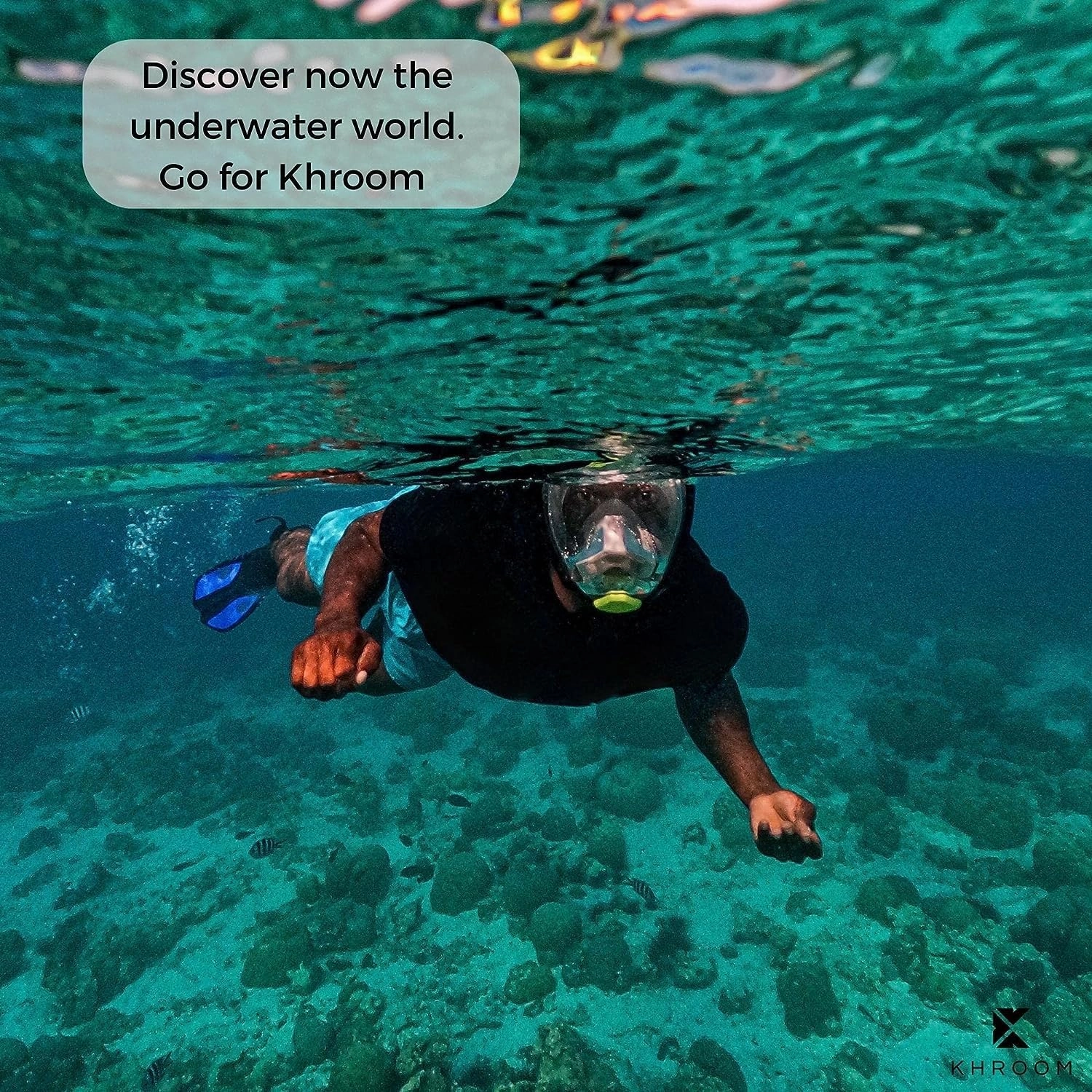 Khroom Full Face Snorkel Mask for Adults | Unique CO2 Safe Valve System | 3X Larger Snorkel for Easy Breathing | Premium Snorkel Gear for Adults | Scuba Mask for Adults