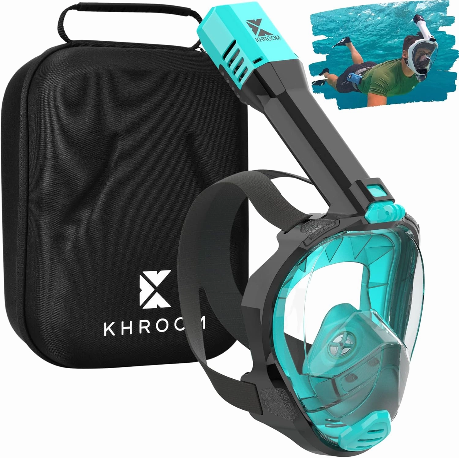 Khroom Full Face Snorkel Mask for Adults | Unique CO2 Safe Valve System | 3X Larger Snorkel for Easy Breathing | Premium Snorkel Gear for Adults | Scuba Mask for Adults