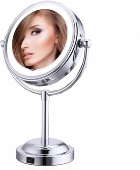KHXQPLX Makeup Mirror Vanity Mirror with Lights 3X Magnification LE Tabletop Shaving&Makeup Mirror Silver-6Inchbathroom Mirrors