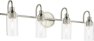 Kichler Kavi 31.5" 4-Light Vanity Light with Clear Glass in Brushed Nickel, Damp Rated, for Bathroom, Powder Room, Over a Mirror, (31.5" W x 10" H), 55212NI