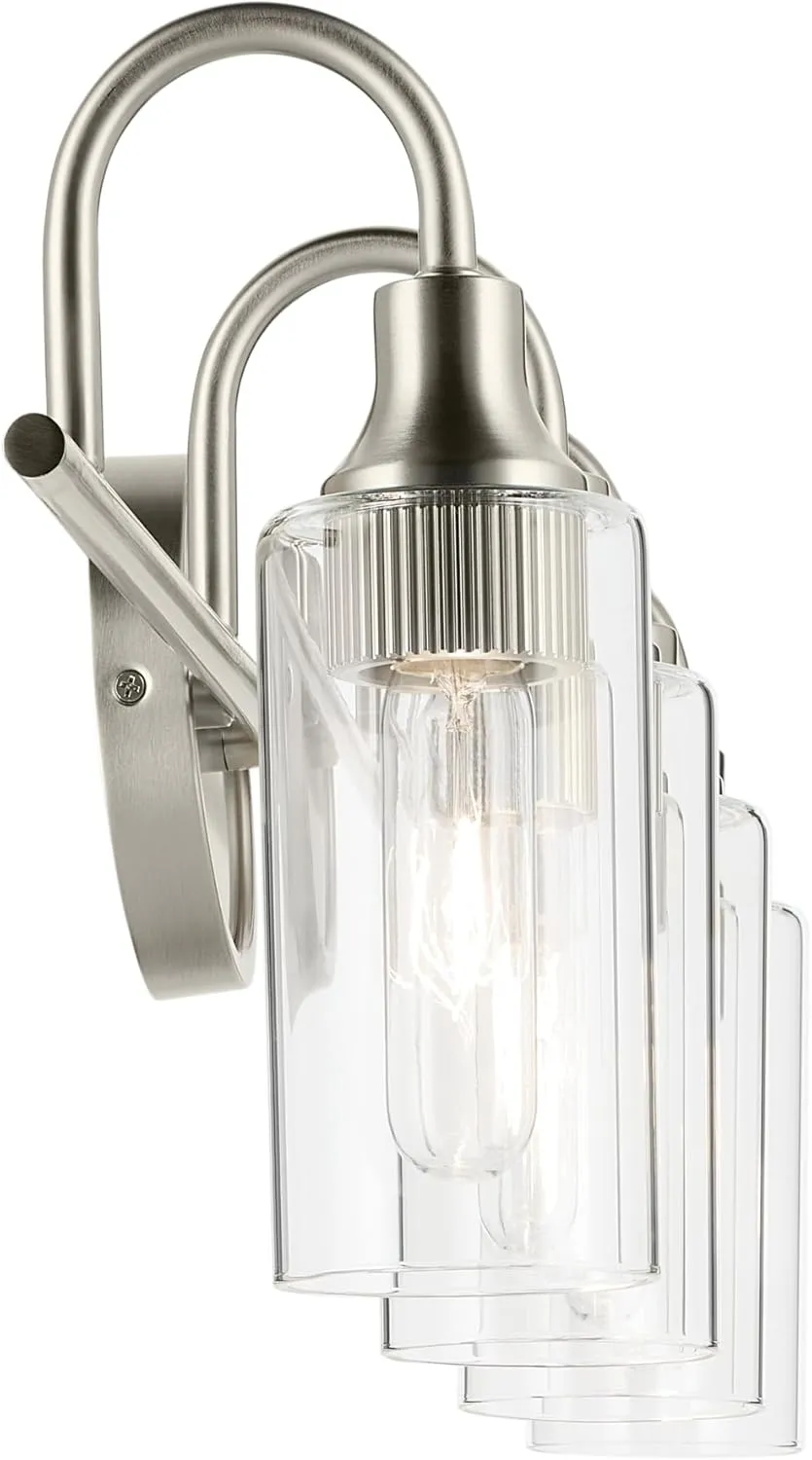 Kichler Kavi 31.5" 4-Light Vanity Light with Clear Glass in Brushed Nickel, Damp Rated, for Bathroom, Powder Room, Over a Mirror, (31.5" W x 10" H), 55212NI