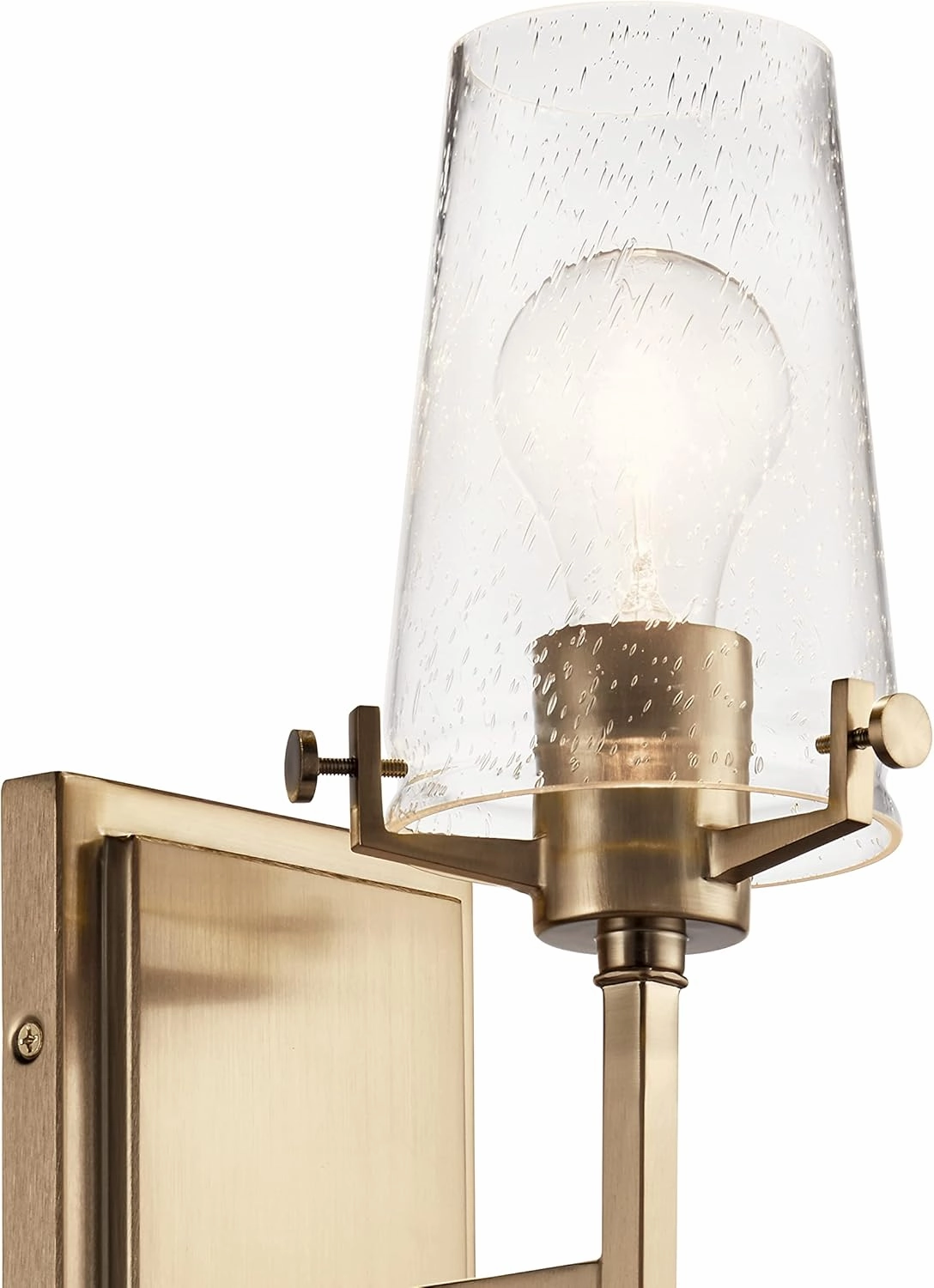 Kichler, Alton 22.25 inch 1 Light Wall Sconce with Clear Seeded Glass in Champagne Bronze for Hallway, Entry, Bathroom and Powder Room, (22.25" H x 5" W x 7.5" Ext), 45295CPZ