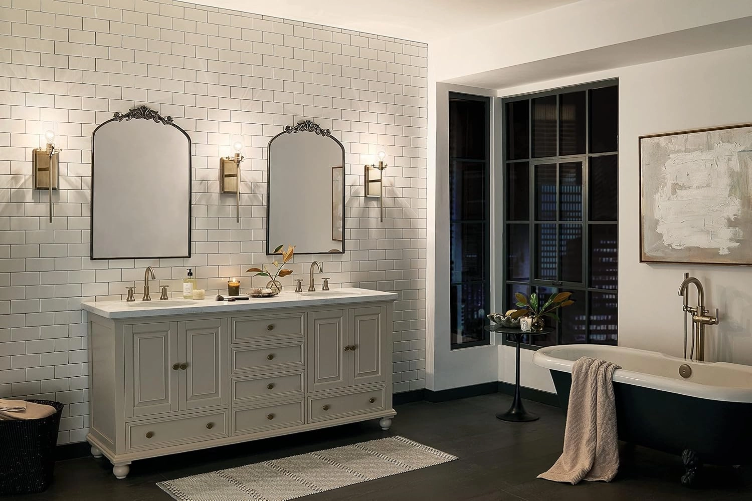 Kichler, Alton 22.25 inch 1 Light Wall Sconce with Clear Seeded Glass in Champagne Bronze for Hallway, Entry, Bathroom and Powder Room, (22.25" H x 5" W x 7.5" Ext), 45295CPZ