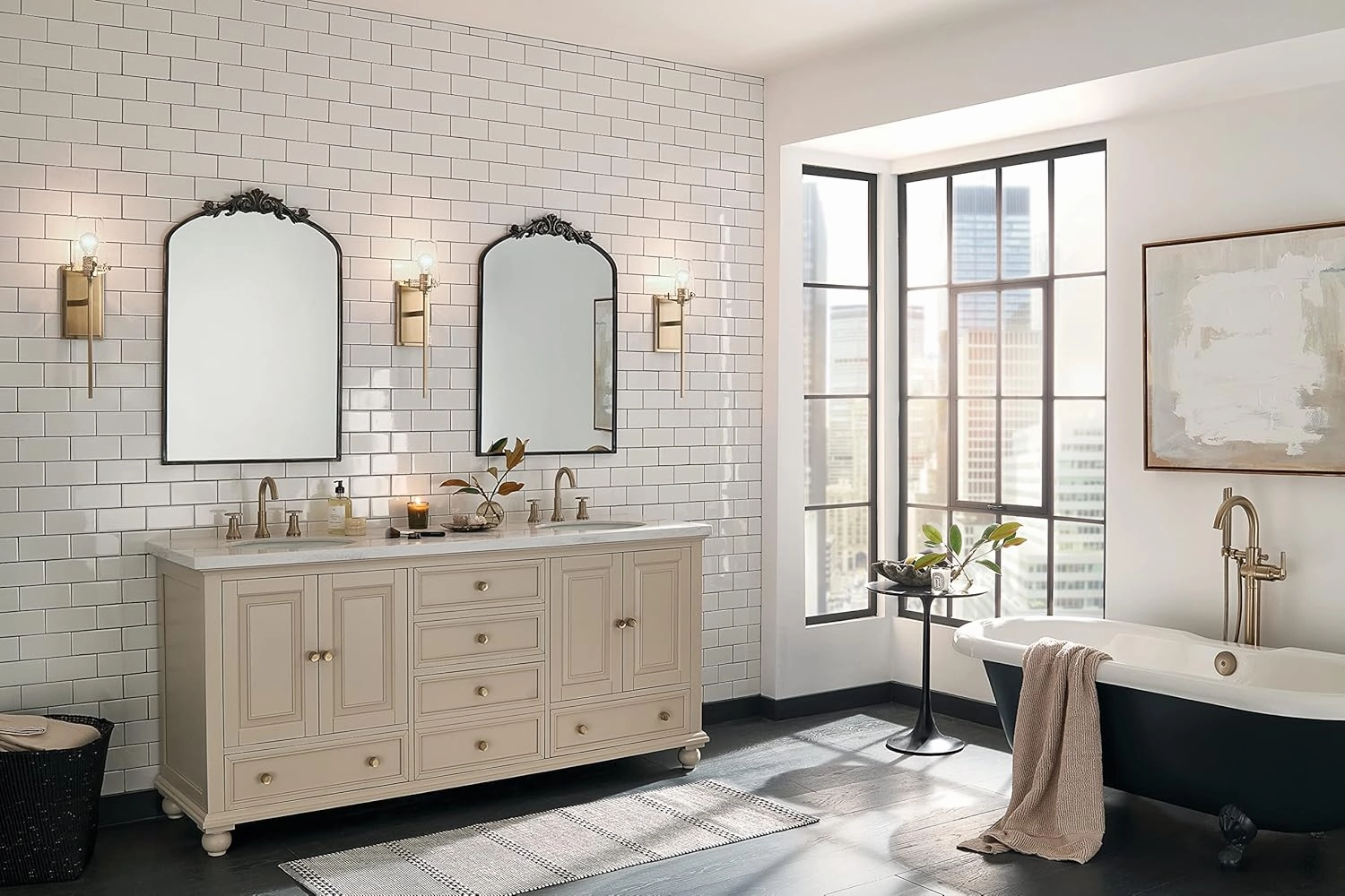 Kichler, Alton 22.25 inch 1 Light Wall Sconce with Clear Seeded Glass in Champagne Bronze for Hallway, Entry, Bathroom and Powder Room, (22.25" H x 5" W x 7.5" Ext), 45295CPZ