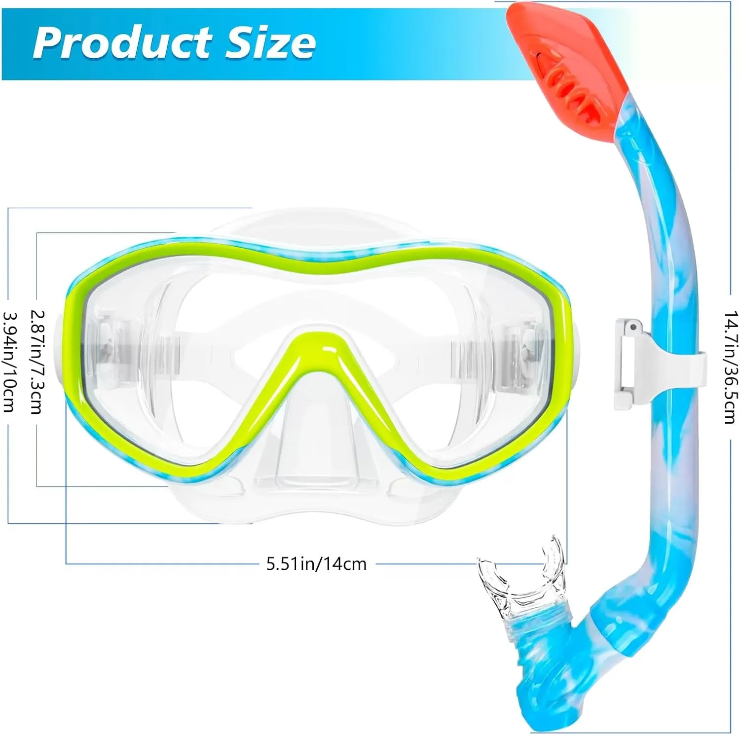 Kids Snorkel Set for Age 5-15 Dry Top Snorkeling Gear for Kids, Diving Mask and Snorkel Set Swimming Goggles with Nose Cover for Kids Youth Boys Girls Junior