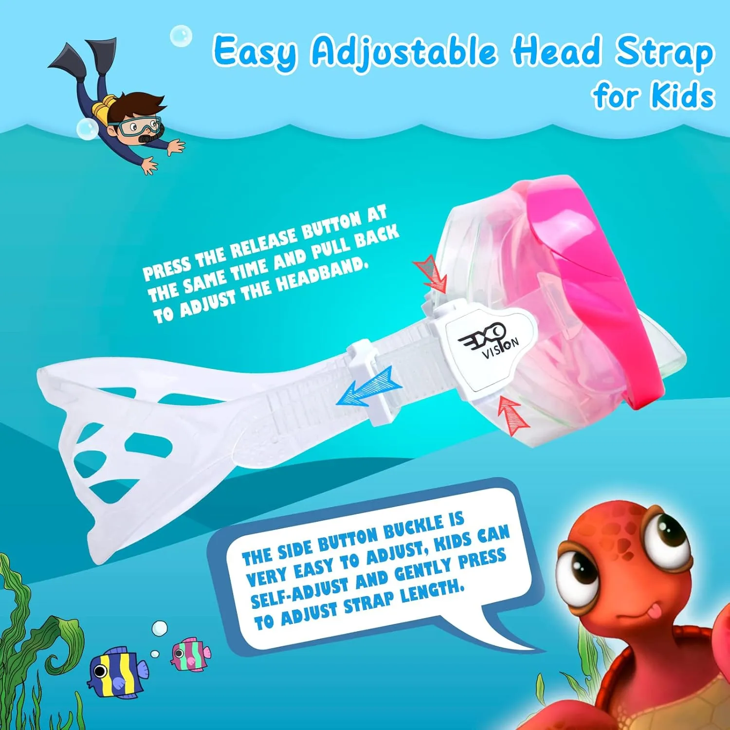 Kids Swim Mask 180° Snorkel Diving Mask, Anti-Fog Child Swim Goggles with Nose Cover No-Leak Swimming Goggles Anti-Shattered Lens for Youth 4-15