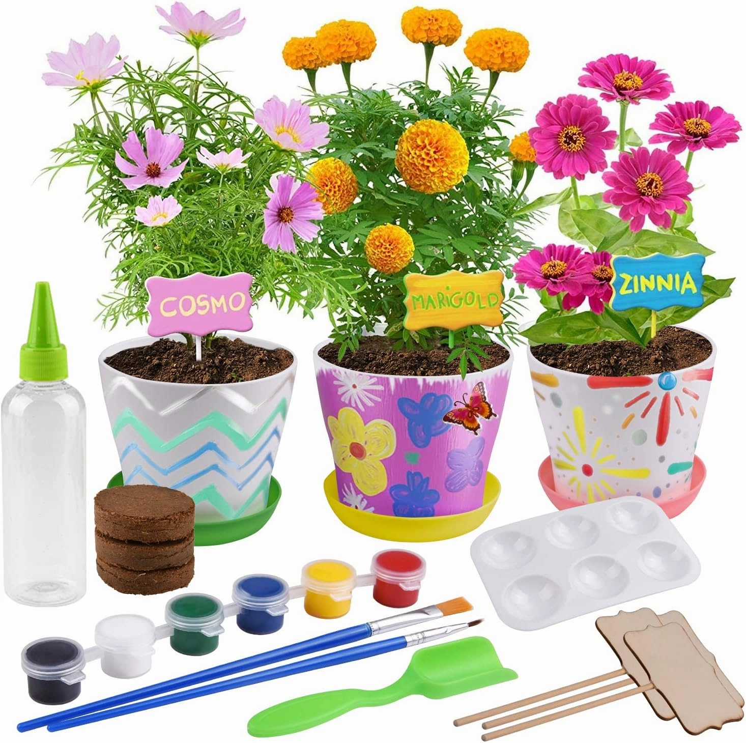 Kids Gardening Set, Paint and Plant Flower Gardening Kit, Kids Gardening Tools Kit, Best Birthday, Art, Crafts and Project Gift for Girl Age 4 5 6 7 8 9 10 Years Old