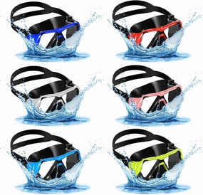 Kingdder 6 Pcs Adult Swimming Goggles with Nose Cover for Women Men Swim Mask Pool Goggles Tempered Glass Anti Fog Snorkel Dive Mask Glasses Snorkeling Gear for Adult Youth 6 Colors